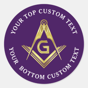 Round Masonic Stickers Purple & Gold Grand Lodge