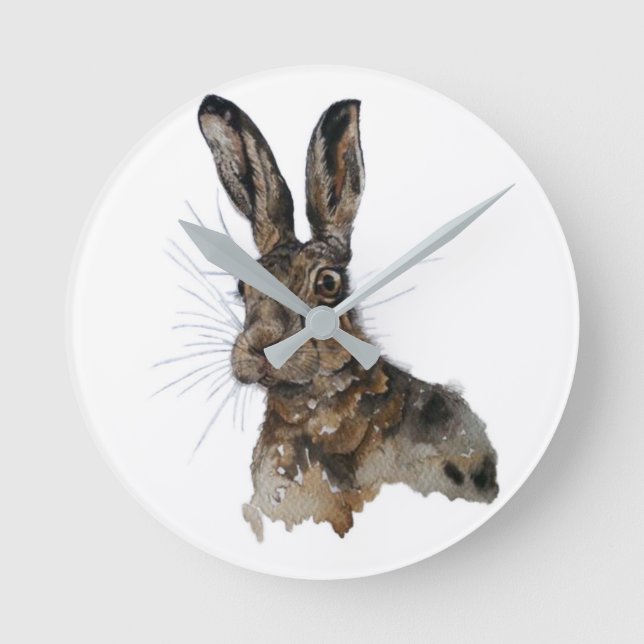 Round medium wall clock hare (Front)