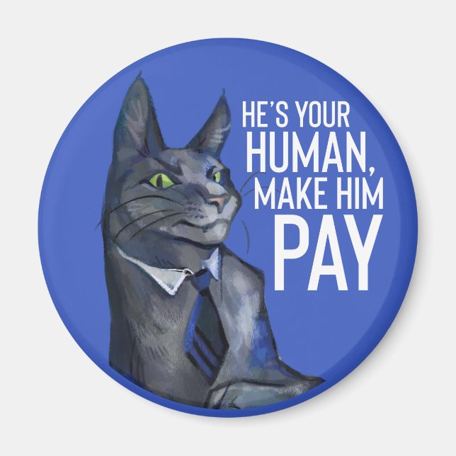 Round Meow Meow Puffytail Magnet (Front)