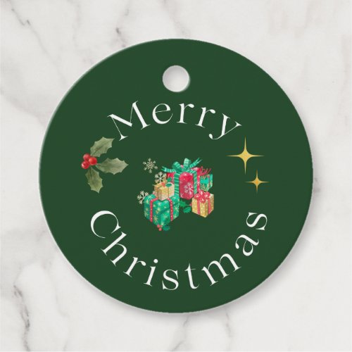Round Merry Christmas Favor Tags