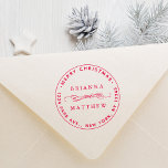 Round Merry Christmas Holiday Return Address Rubber Stamp<br><div class="desc">Create Your Own Round Return Address Stamp.</div>