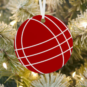 Round metal bocce ball Christmas tree ornament