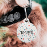 Round Metal Dog/Cat Tag | Boho | Speckles | White<br><div class="desc">Small or large,  this pet ID collar tag can be used for dogs or cats. Fun,  boho,  and customizable with your pet's name,  phone number   address! Make sure your furry friend never goes without identification in case of emergency! 🐾
All text is customizable ↣ just click the ‘Personalize’ button.</div>