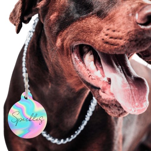 Round Metal DogCat Tag  Holographic  Colorful