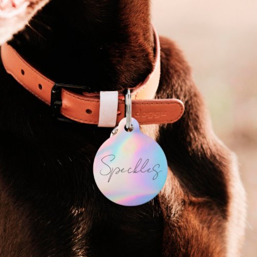 Round Metal DogCat Tag  Holographic  Faded