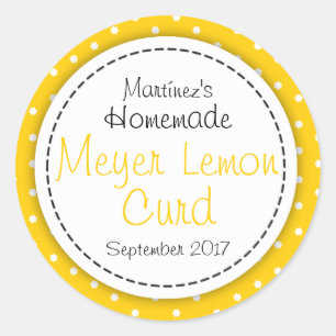 Round Meyer Lemon Curd jam jar food label