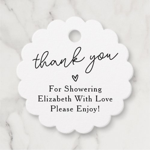 Round Minimalist Bridal Shower Thank You Favor Tag