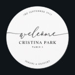 Round Minimalist Wedding Guest Place Card<br><div class="desc">PLEASE NOTE: Customize this template individually by adding the guest name, and add each menu card to your cart separately. Designed to coordinate with for the «Pure» Wedding Invitation Collection. To change details, click «Details». To move the text or change the size, font, or color, click «Edit using Design Tool»....</div>