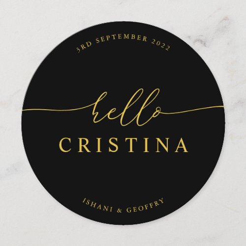 Round Minimalist Wedding Guest Place Card and Menu