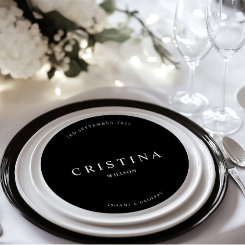 Round Minimalist Wedding Guest Place  Menu Card