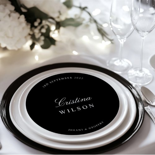 Round Minimalist Wedding Guest Place  Menu Card