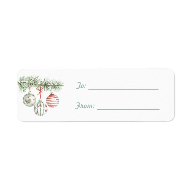 Round Mint Red White Ornaments Christmas  Label (Front)