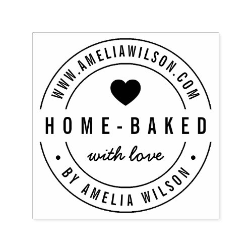 Round Modern Bold Home_Baked With Love Heart Self_inking Stamp