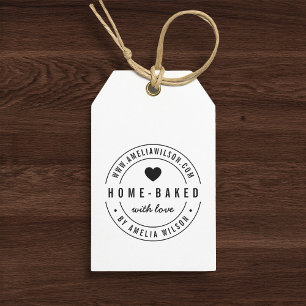 Round Modern Bold Home-Baked With Love Heart Self-inking Stamp