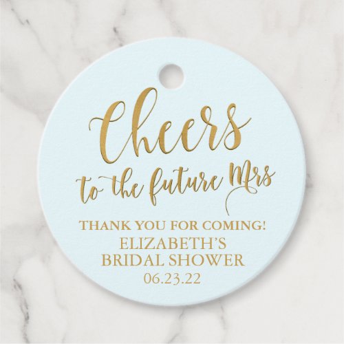 Round Modern Gold Bridal Shower Mini Champagne Favor Tags