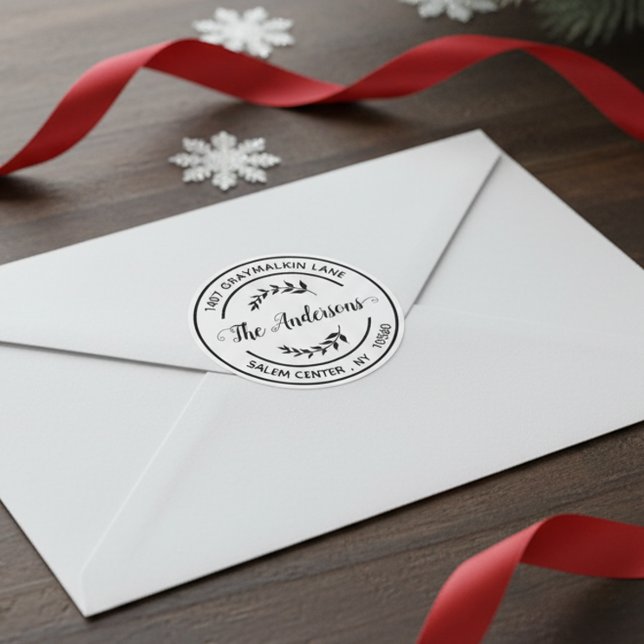 Round Modern Return Address Handwritten Elegant Classic Round Sticker (Creator Uploaded)