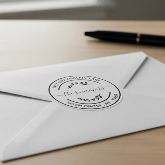 Round Modern Return Address Handwritten Script Classic Round Sticker ...