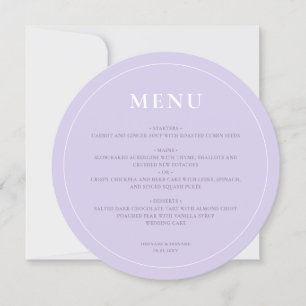 Round Modern Simple Lavender Lilac Wedding Menu