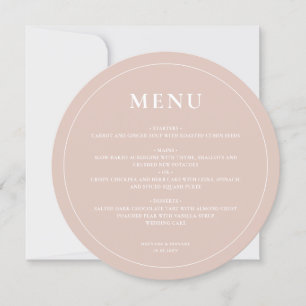 Round Modern Simple Vintage Pink Wedding Menu