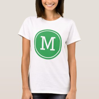Round Monogram Green T-shirt by FINEandDANDY at Zazzle