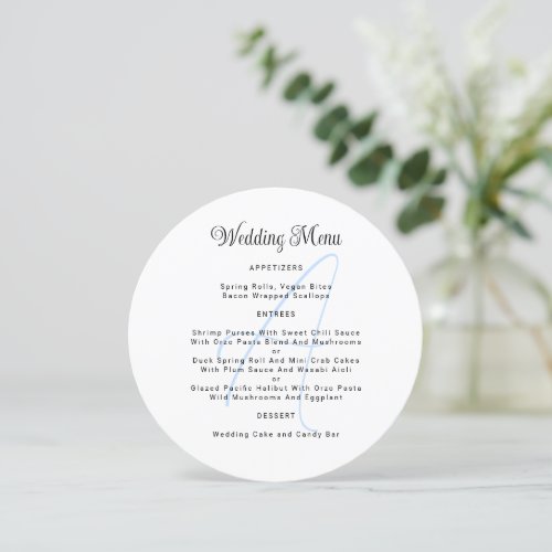 Round Monogram Wedding Menu Template