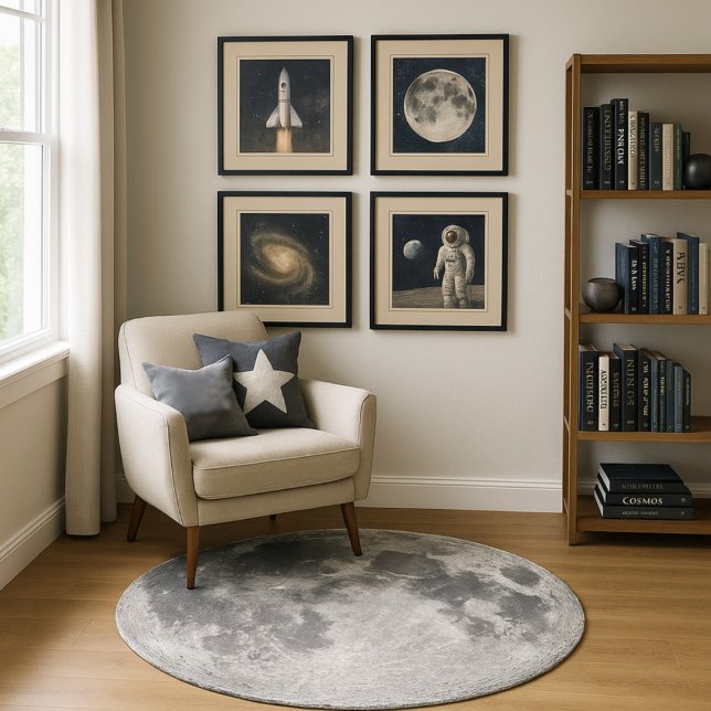 Round Moon Rug - Circular Carpet Area Rug Circle (Round Moon Rug - Circular Moon Carpet for science astronomy nerds & space geeks)