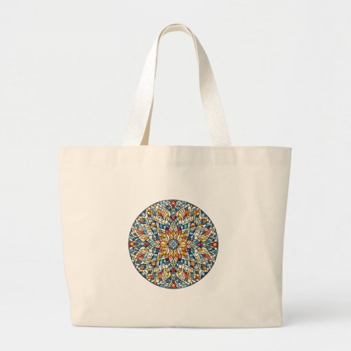 Round mosaic large tote bag