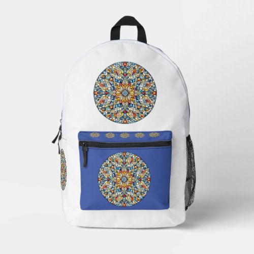Round mosaic printed backpack