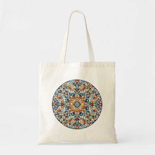 Round mosaic tote bag