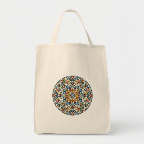 Round mosaic tote bag