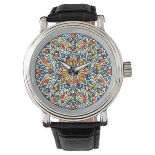 Round mosaic watch
