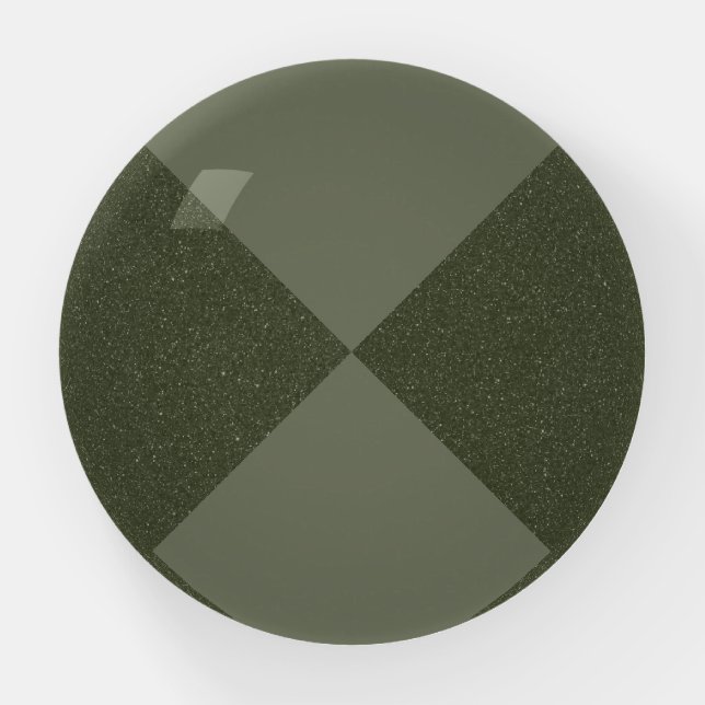 Round Moss Green Paperweight – Customizable (Front)