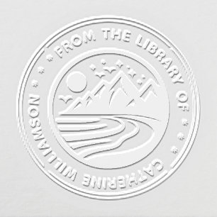 Round Mountains & Sun Ex libris  Embosser