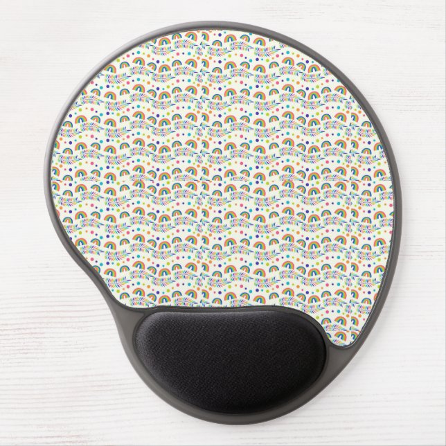 Round mouse pad with colorful cartoon cat faces  (Front)