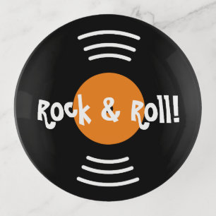 Round music record glass trinket tray design