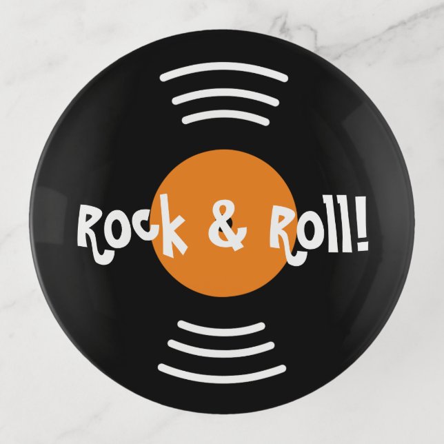 Round music record glass trinket tray design (Front)