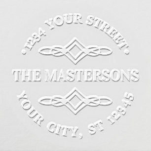 Round Name Return Address w/ Art Deco Divider #2 Embosser