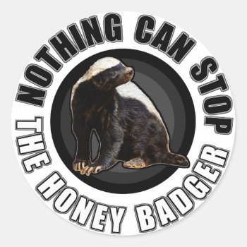 Round Nothing Can Stop The Honey Badger Design Classic Round Sticker by NetSpeak at Zazzle