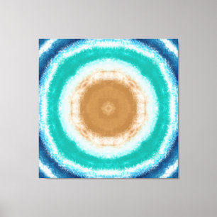 Round Ocean Waves Teal and Turquoise Canvas Print