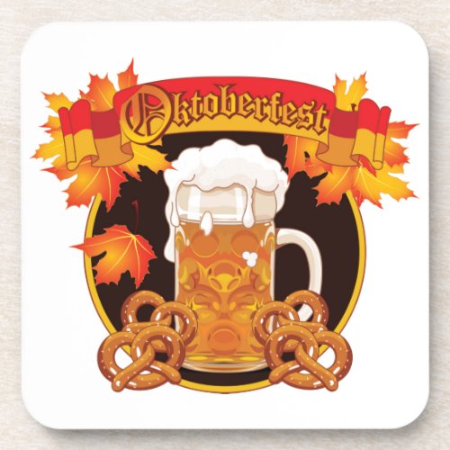 Round Oktoberfest Celebration Design Beverage Coaster