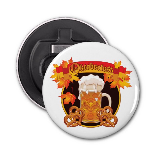 Round Oktoberfest Celebration Design Bottle Opener (Front)