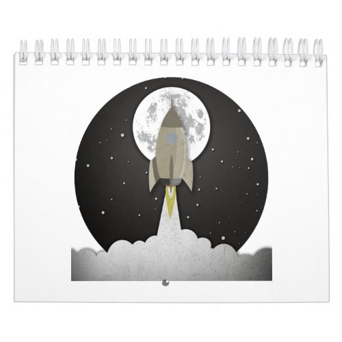 Round old rocket lift off calendar