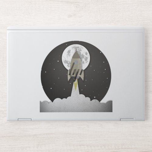 Round old rocket lift off HP laptop skin