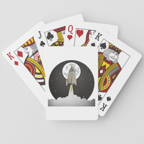 Round old rocket lift off playing cards