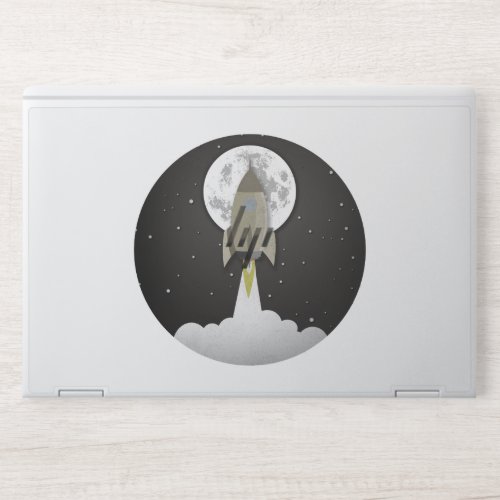 Round old style rocket lift off HP laptop skin