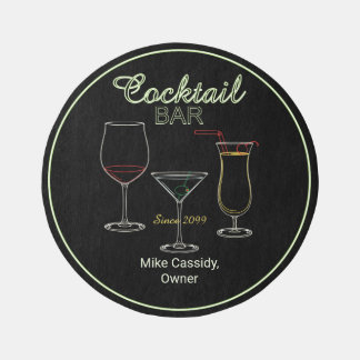 Round Only Fun Retro Home Cocktail Bar Area Rug