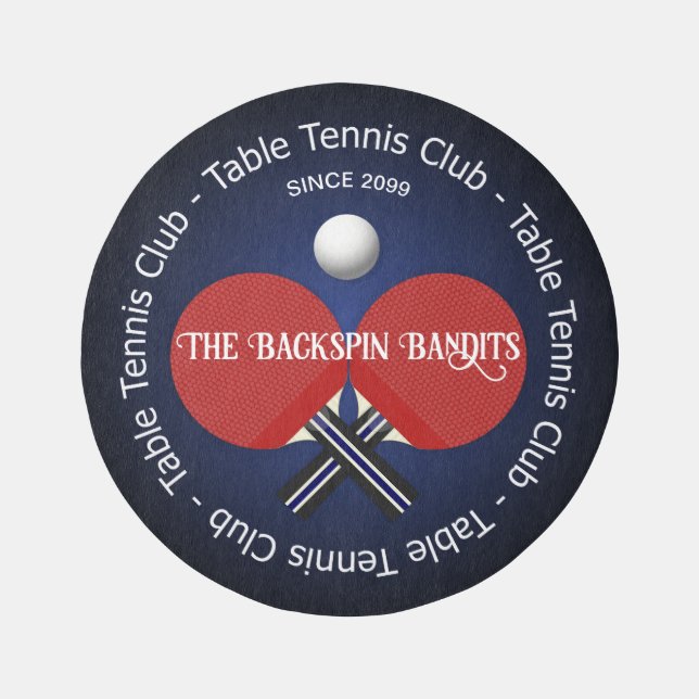 Round Only Table Tennis Ping Pong Paddles & Ball Rug (Front)