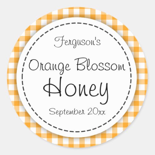 Round orange blossom honey orange jar top label