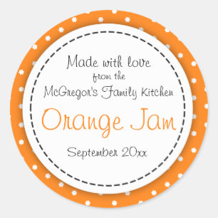 Round orange jam orange food label
