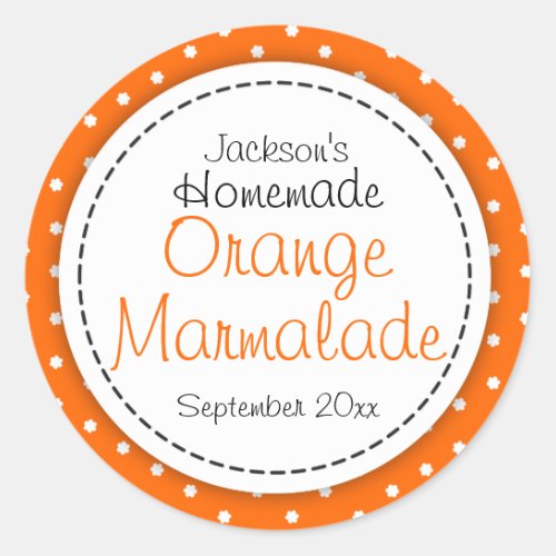 Round Orange Marmalade jam jar food label